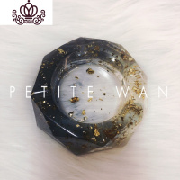 封后WAN 手工滴胶水墨晕染滴胶烟灰缸成品 水墨金箔(11CM)摆件