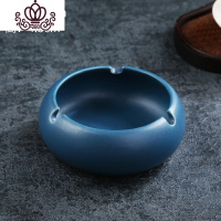 封后烟灰缸陶瓷创意个性时尚防风大号客厅办公室家用中式潮流 湛蓝(小号体验款)烟灰缸摆件
