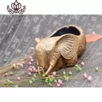 封后网红焑灰缸水晶潮牌焑灰缸时尚姻灰缸北欧嘴唇烟灰缸高筒时尚欧式 吉象(金)摆件