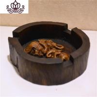 封后泰国进口锡器实木象烟灰缸实木手工创意家居饰品茶几摆件东南亚风 浮雕象款