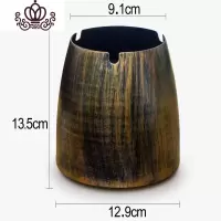 封后烟灰缸大号客厅特盅超大办公室烟灰缸创意烟灰缸酒店北欧卧室 古铜色+烟柱+OGO(大号)摆件