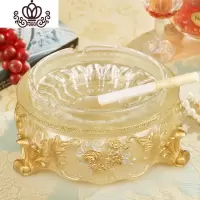 封后创意烟灰缸家用客厅玻璃烟灰缸个性装饰摆件办公室商务烟灰缸 出水芙蓉珍珠黄