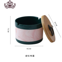 封后北欧风ins烟灰缸创意个性潮流家用客厅办公室大气简约防飞灰 大理石纹红色带盖(绿色边)摆件