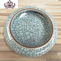 封后(FENGHOU)封后景德镇青花瓷开片家用陶瓷烟灰缸金鱼缸养水仙花睡莲盆笔洗茶洗 开片瓷灰白色色高8宽29CM摆件