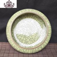 封后景德镇青花瓷开片家用陶瓷烟灰缸金鱼缸养水仙花睡莲盆笔洗茶洗 开片瓷黄色高8宽29CM摆件