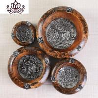 封后泰国工艺品家居饰品实木复古个性烟缸木质装饰烟灰缸摆件创意礼品 4寸(直径10厘米)