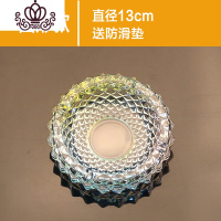 封后烟灰缸[买大送2小]大号创意 炫彩色烟灰缸客厅酒店卧室家用烟缸 琉璃圆13cm2只送防滑垫摆件