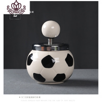 封后烟灰缸带盖大号有盖客厅茶几时尚个性潮流可爱电话陶瓷烟灰缸创意 足球烟灰缸带盖