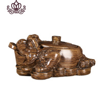 封后金蟾创意时尚烟灰缸烟灰缸时尚茶桌带盖家用木质工艺烟缸摆件