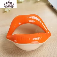 封后可爱卡通烟灰缸嘴唇陶瓷烟缸创意个性潮流烟灰缸时尚家居迷你礼品 30124嘴唇桔色摆件