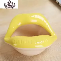 封后可爱卡通烟灰缸嘴唇陶瓷烟缸创意个性潮流烟灰缸时尚家居迷你礼品 30125嘴唇黄色摆件