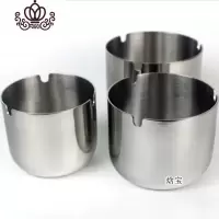 封后不锈钢烟灰缸网吧烟灰缸网咖礼品广告定制OGO客房圆形防烟灰缸 特厚10CM摆件