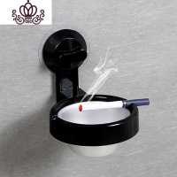 封后免打孔欧式时尚不锈钢烟灰缸创意个性壁挂式烟缸厕所卫生间烟灰盒 8302黑色烟灰缸摆件