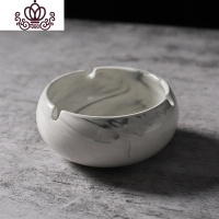 封后北欧金边大理石纹陶瓷烟灰缸防风大小号家用个性创意潮流客厅摆设 灰色款大理石纹烟灰缸