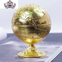 封后带盖北欧烟灰缸创意个性潮流多功能家用客厅密封防飞灰大号有盖 地球仪-金色