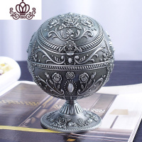 封后带盖北欧烟灰缸创意个性潮流多功能家用客厅密封防飞灰大号有盖 玫瑰-古锡银灰色摆件