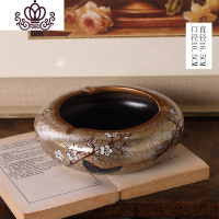 封后欧式复古陶瓷烟灰缸摆件大号烟缸创意摆设样板房家居装饰品 D1000青梅蝶舞款