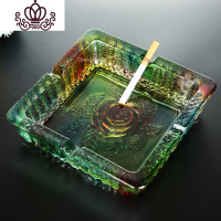 封后(FENGHOU)烟灰缸创意个性潮流大号欧式时尚水晶玻璃焑灰缸茶几客厅家用 18厘米炫彩玫瑰(钜惠活动款)烟缸摆件