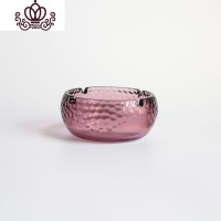 封后日式水晶锤纹玻璃烟灰缸客厅办公室家用欧式装饰摆件树脂酒店烟缸 酒红色烟灰缸