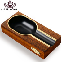 封后茄龍雪茄烟灰缸镀金烟钢琴烤漆醇香雪松木灭烟器 金色摆件