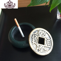 封后经典古铜创意怀旧全铸铁乌龟烟缸个性带盖烟灰缸办公家居装饰 古币烟缸摆件
