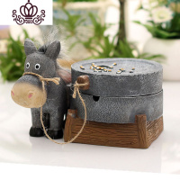 封后新版毛驴拉磨拉车烟灰缸 创意家居饰品客厅桌面摆件男友父亲 老款驴拉磨