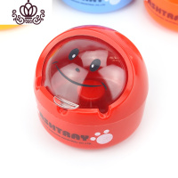 封后潮流个性创意烟灰缸家用塑料带盖客厅可爱卡通密封烟缸有盖防风 JZ330红色(笑脸)摆件