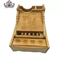 封后楠竹烟灰缸竹子手工DIY自制办公室礼品客厅弹跳烟盒按压弹烟盒 按压弹烟福字摆件
