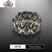 封后创意北欧风格 大小号客厅办公室雪茄烟缸描金 水晶玻璃烟灰缸 菱形花(中号)摆件