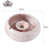 封后大号陶瓷烟灰缸创意北欧风格家用个性潮流客厅办公室烟缸礼品男女 冰晶红-圆形花槽款摆件