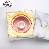 封后大号陶瓷烟灰缸创意北欧风格家用个性潮流客厅办公室烟缸礼品男女 冰晶红-圆形花槽礼盒款摆件