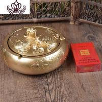 封后创意复古大号带盖防风龙马烟灰缸家用多功能家居客厅办公室烟缸 516富贵有鱼摆件