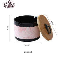 封后北欧风ins烟灰缸创意个性潮流家用客厅办公室大气简约防飞灰 大理石纹红色带盖(黑色边)摆件