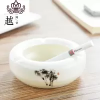 封后陶瓷烟灰缸家居时尚创意手绘 客厅办公室带盖烟灰缸家用定制 黑竹烟灰缸摆件