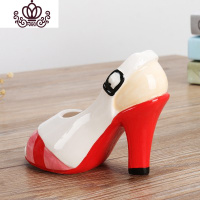 封后可爱卡通创意个性女生陶瓷鞋子烟灰缸多功能迷你家居礼品摆件 高跟鞋烟灰缸-B白黄色