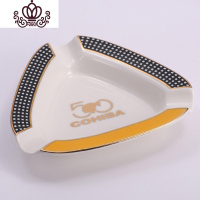 封后高希霸雪茄烟灰缸 陶瓷便携个性创意烟灰缸灭烟器 买8送1 COHIBA白色三角形摆件