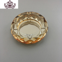 封后简约实用水晶玻璃烟灰缸小号精品圆形创意时尚礼品客房酒店专用 10CM蜂面透明黄摆件