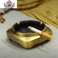 封后仿古四方欧式纯铜烟灰缸全铜客厅家用个性创意时尚潮流图腾多功能 本色四方简约烟灰缸摆件