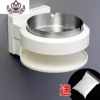 封后壁挂式烟灰缸防飞灰家用客厅创意个性潮流卫生间免打孔收纳架 圆形-银缸(先收藏灭烟沙)摆件