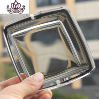 封后玻璃水晶烟灰缸大号彩色创意雪茄烟盅个性潮流家用客厅ins礼品物 双层烟灰色(开槽约10cm)中号烟缸摆件