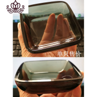 封后玻璃水晶烟灰缸大号彩色创意雪茄烟盅个性潮流家用客厅ins礼品物 烟灰色小皂碟边长约9cm高2.5cm小号皂碟摆件