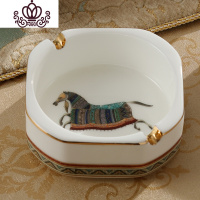 封后欧式陶瓷烟灰缸小号创意个性男士家用办公室电脑桌客厅家居摆件 C款