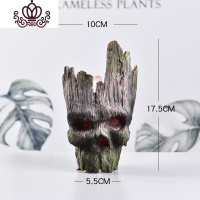 封后北欧风多肉花盆可爱创意个性办公桌盆栽笔筒摆件网红仿真绿植盆景 原色骷髅头树人花盆 中花盆容器