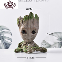 封后北欧风多肉花盆可爱创意个性办公桌盆栽笔筒摆件网红仿真绿植盆景 格鲁特树人花盆B款 中花盆容器