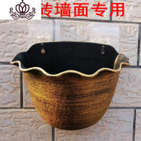 封后壁挂花盆浪花边复古喷漆吊篮盆塑料扫漆储水绿萝吊兰盆吸水懒人盆 金色送粘钩瓷砖墙面免打孔 特大花盆容器