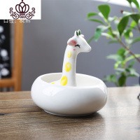 封后可爱卡通多肉小花盆陶瓷透气创意个性室内肉肉植物拇指盆 DY-可爱1 中等花盆容器