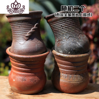 封后(FENGHOU)多肉植物花盆云南手工材烧窑透气透水百搭老桩大口径肉 手工材烧盆[大号群生垂桩款1个] 口径花盆容器