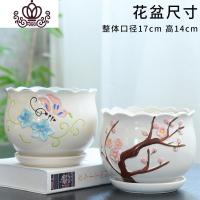 封后花盆陶瓷大号特大家用带托盘创意绿萝室内简约小多肉花盆 大号两个组合-004 大