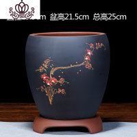 封后宜兴紫砂兰花盆君子兰盆陶瓷兰盆专用盆紫砂多肉老桩盆景盆 点彩龙蛋黑色 特大