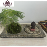 封后金钱菖蒲粗陶花盆水泥多肉苔藓盆景陶瓷古典中国风禅意大吉仿汉砖 复古金钱瓦 中等